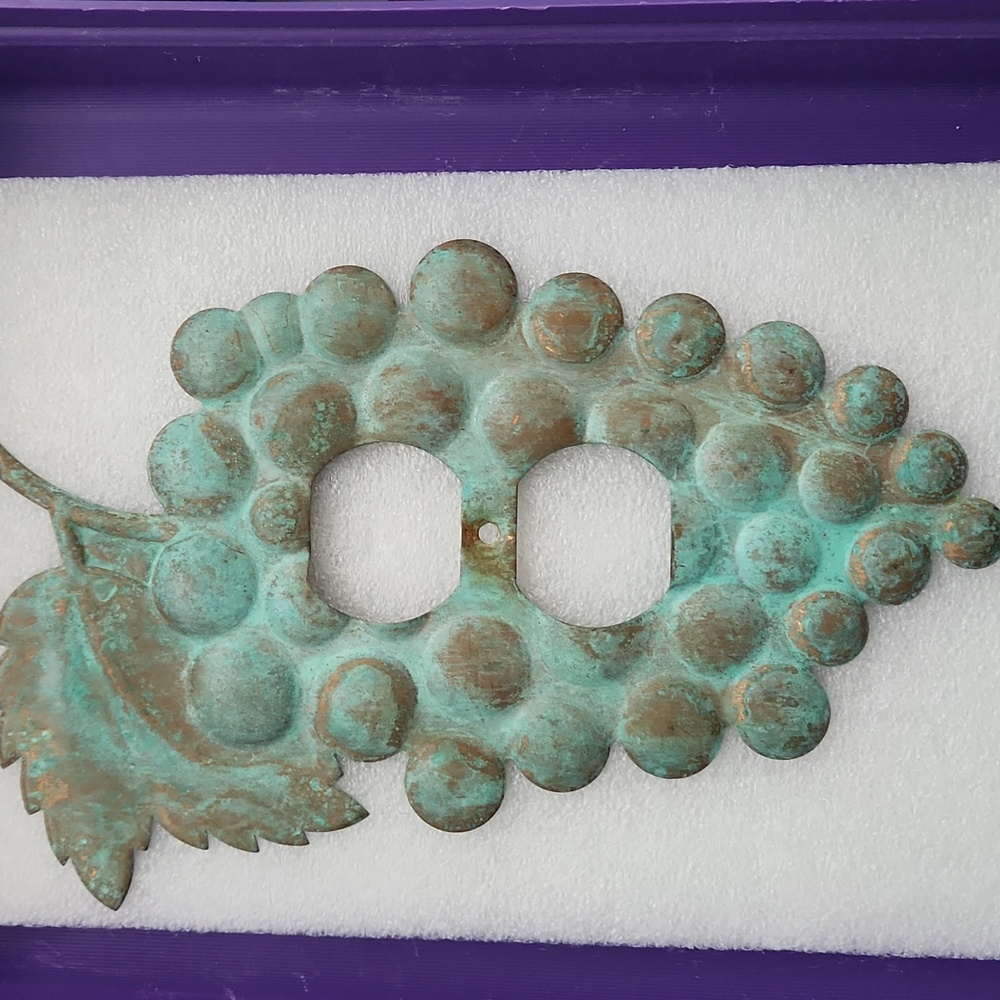 Solid Copper Double Plug Wall Plate Patina Blue residential or commercial outlet